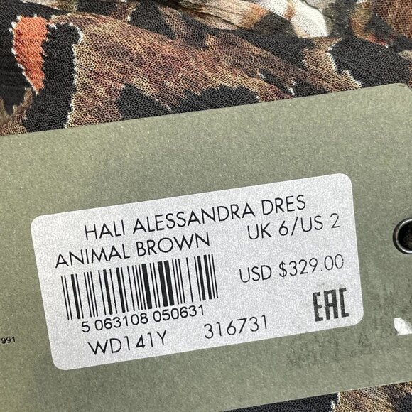 AllSaints Hali Alessandra Animal Print Mini Dress • Size 2 • Brown - Picture 8 of 8